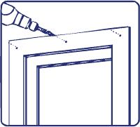 Illustration of a needle stitching the edge of two fabric pieces together.