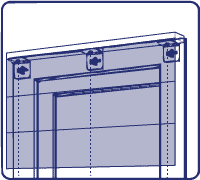 Illustration of a large, blank billboard on three supporting poles, depicted in a simple blue outline style.