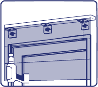 Illustration of a large screen and a bottle with a pump dispenser nearby.