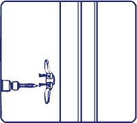Illustration of a pipeline with a connected valve handle, depicted in a simple blue line design.