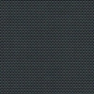 A close-up view showcases the textured grey and black fabric of the Straight Drop Blind, featuring a horizontal woven pattern.