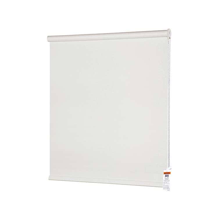 A white roller blind with a chain pull on the side, shown against a plain background.