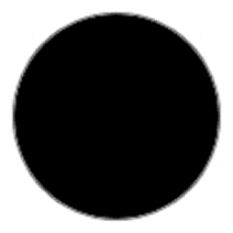 A straight drop blind featuring a solid black circle on a white background.