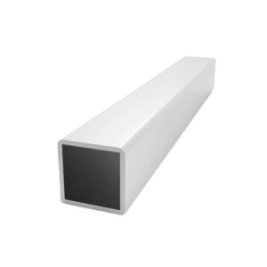A square metal tube for Outdoor Zipscreen Blinds, featuring a hollow center, is shown angled against a plain white background.