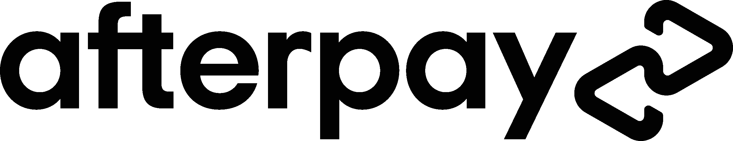 The Afterpay logo in black, featuring the word "afterpay" in lowercase bold letters followed by a stylized icon with two interlocking arrows.